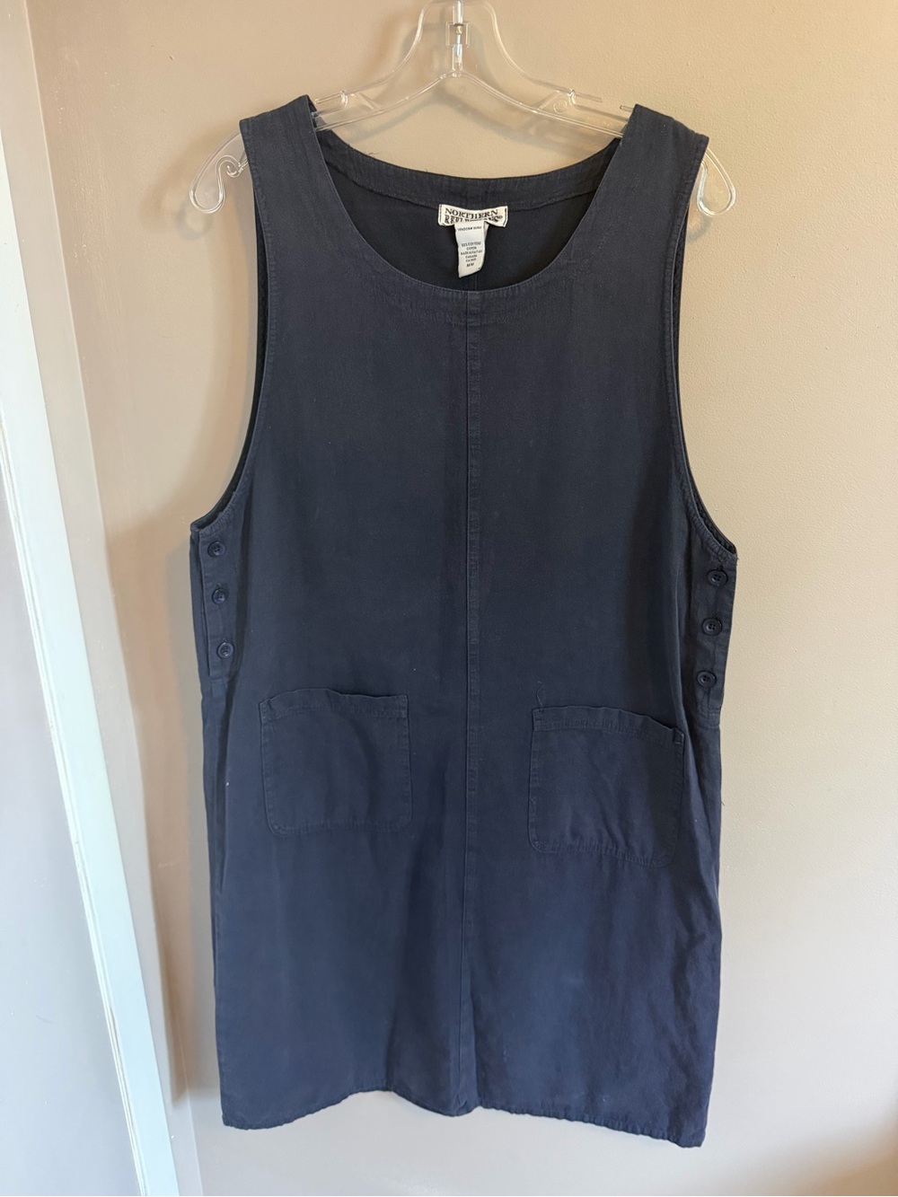 Vintage Northern Reflections Navy Blue Cotton Jumper Dress M